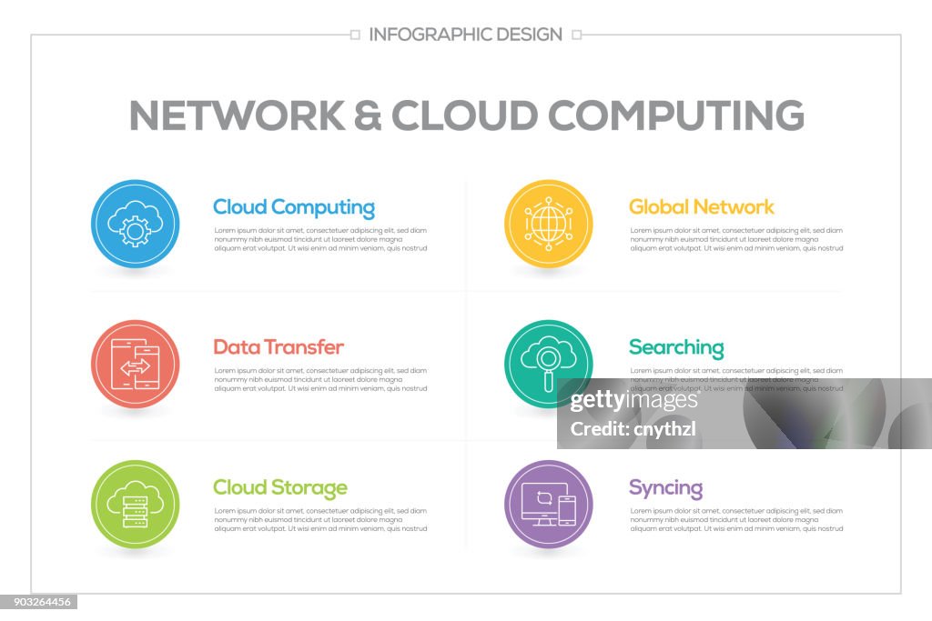 Network And Cloud Computing Infographic With 6 Options Steps Or ...