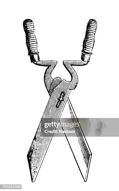 gardening scissors - billhook stock illustrations