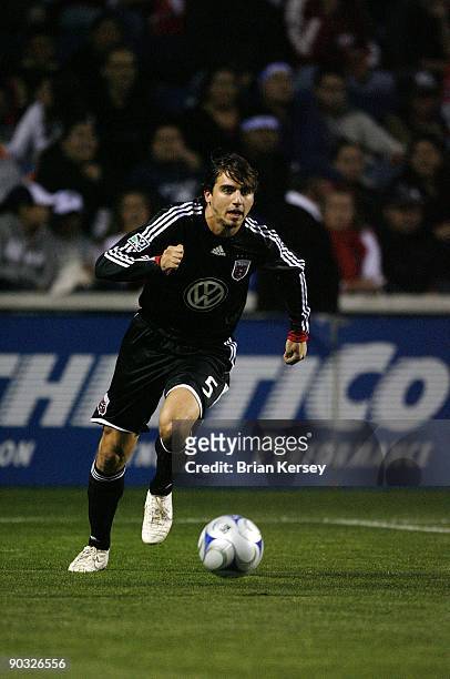 Dejan Jakovic of D.C. United moves the ball against the Chicago Fire during the first half at Toyota Park on August 29, 2009 in Bridgeview, Illinois....