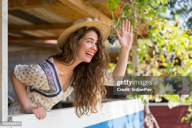 girl next door - terraced cottage stock pictures, royalty-free photos & images