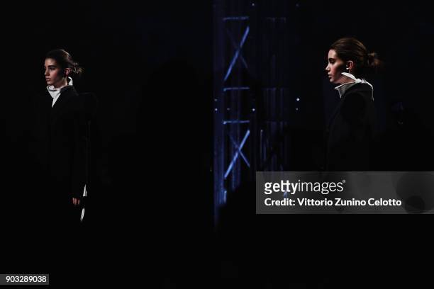 Model walks the runway at the Concept Korea: Beyond Closet e Bmuet show during the 93. Pitti Immagine Uomo at Fortezza Da Basso on January 10, 2018...