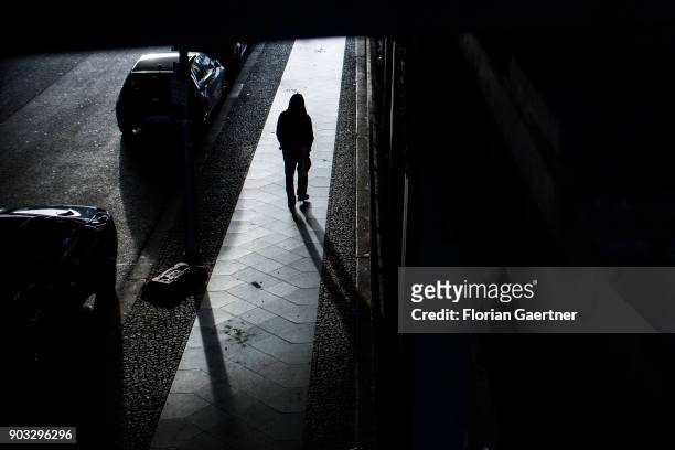 Man walks under a bridge on January 09, 2018 in Berlin, Germany.