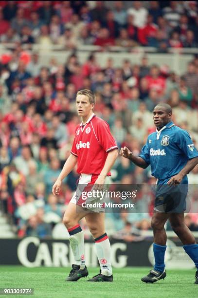 Chelsea 2 - 0 Middlesbrough, Premier League match held at the Cellnet Stadium. 26th August 1995.