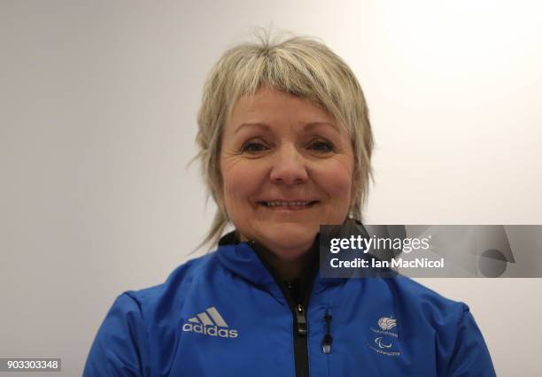Angie Malone is photographed at announcement of the ParalympicsGB Wheelchair Curling Team at The National Curling Centre on January 10, 2018 in...