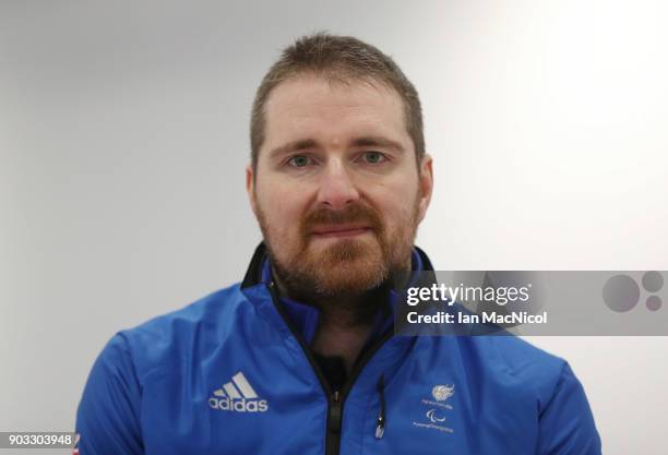 Hugh Nibloe is photographed at announcement of the ParalympicsGB Wheelchair Curling Team at The National Curling Centre on January 10, 2018 in...