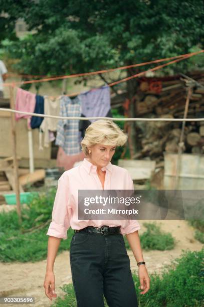 Diana, Princess of Wales as she makes a three day visit to Bosnia - Herzegovina as part of her campaign to raise awareness about the devastating...