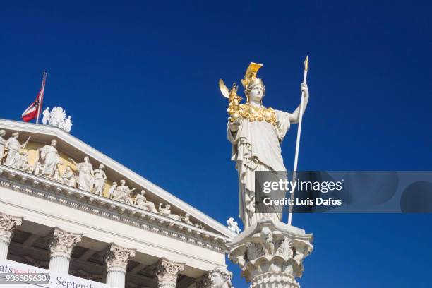 pallas athena statue and austrian parliament building - リングストラッセ ストックフォトと画像