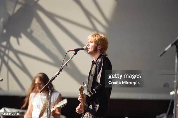 Justin Currie, lead singer of the British rock group Del Amitri, perform at Cardiff Arms Park, Cardiff, Wales, on Sunday 23rd July 1995. They are...