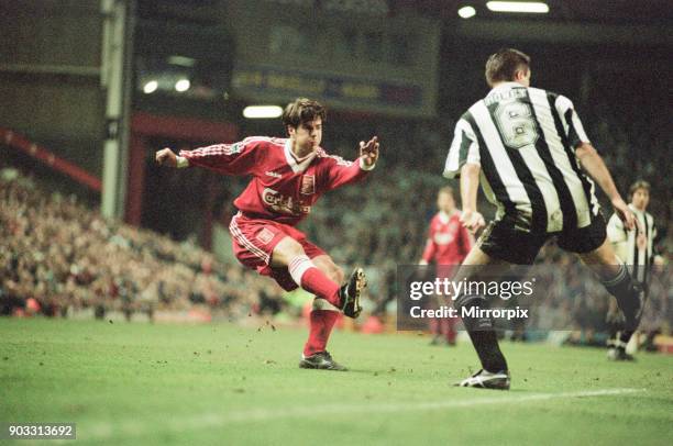 Liverpool 4-3 Newcastle United, premier league match at Anfield, Wednesday 3rd April 1996. Our picture shows Rob Jones.