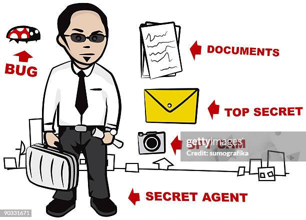 spion guy [ geheimen agenten mann ] - fbi stock-grafiken, -clipart, -cartoons und -symbole