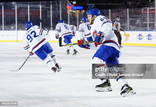 Andrew Shaw of the Montreal Canadiens skates up the ice during the 2017 Scotiabank NHL 100 Classic at Lansdowne Park on December 16, 2017 in Ottawa,...