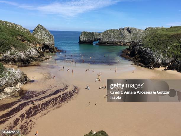 berellin beach in cantabria region. north of spain. - cantabria stock pictures, royalty-free photos & images