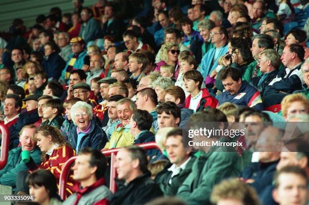 The first Huddersfield Giants home game at McAlpine stadium. Long before the finish the emphatic Fartown win had put smiles on faces in the crowd....