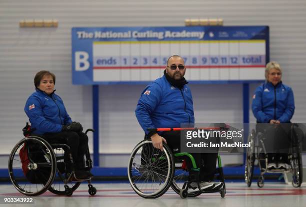 Gregor Ewan is seen at announcement of the ParalympicsGB Wheelchair Curling Team at The National Curling Centre on January 10, 2018 in Stirling,...