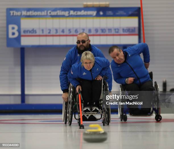 Angie Malone is seen at announcement of the ParalympicsGB Wheelchair Curling Team at The National Curling Centre on January 10, 2018 in Stirling,...