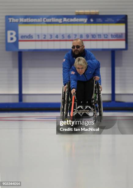 Angie Malone is seen at announcement of the ParalympicsGB Wheelchair Curling Team at The National Curling Centre on January 10, 2018 in Stirling,...