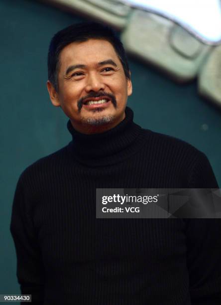 Actor Chow Yun-Fat attends a media call announcing the conclusion of the shooting for the film "Confucius" at Media Center Hotel on September 2, 2009...