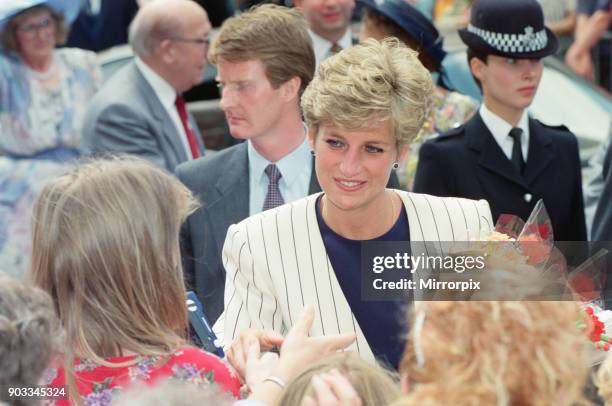 The Princess of Wales, Princess Diana, on a walkabout in Sheffield and Rotherham. Picture possibly taken at Sheffield's Harris Birthright Research...