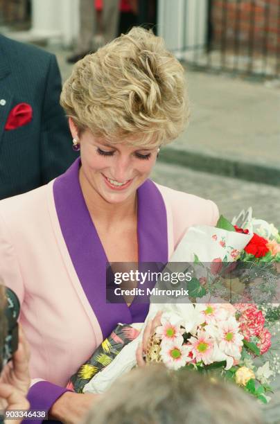 The Princess of Wales, Princess Diana, visits Princess Diana visits Hull Branch of 'Relate' marriage Guidance Centre. Yorkshire. England. Picture...