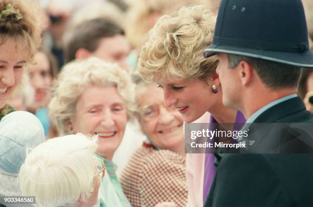 The Princess of Wales, Princess Diana, visits Princess Diana visits Hull Branch of 'Relate' marriage Guidance Centre. Yorkshire. England. Picture...
