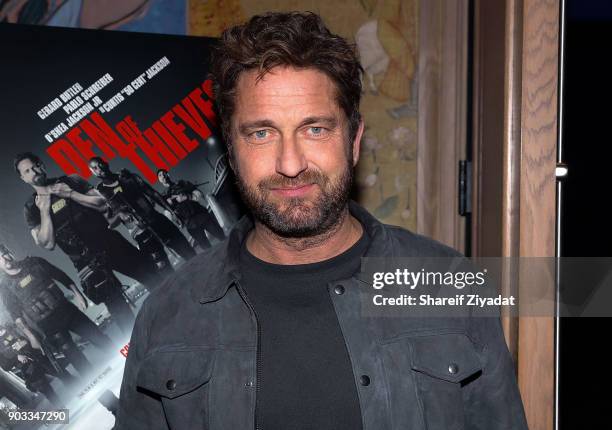 Gerard Butler attends "Den Of Thieves" Private Screening at the Whitby Hotel on January 9, 2018 in New York City.
