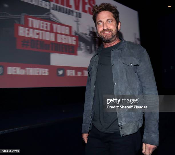 Gerard Butler attends "Den Of Thieves" Private Screening at the Whitby Hotel on January 9, 2018 in New York City.