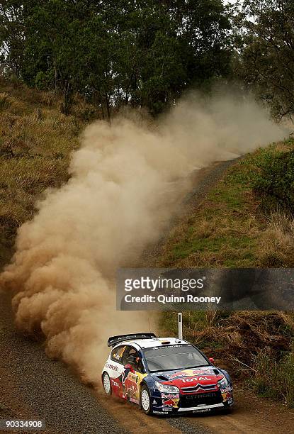 Dani Sordo of Spain and Marc Marti of Spain compete in their Citroen C4 Total during the Repco Rally of Australia Special Stage Four on September 4,...