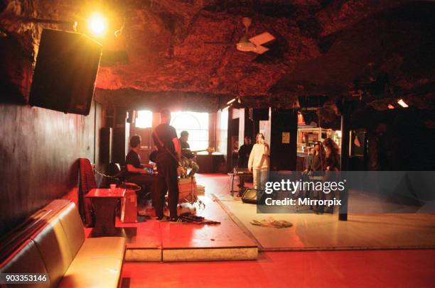 S nightclub and live music venue on Clarence Place in Newport, South Wales, 27th February 1997. Pictured rehearsing on stage, rock group, 60 Ft....