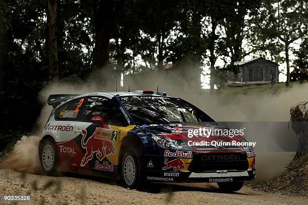 Dani Sordo of Spain and Marc Marti of Spain compete in their Citroen C4 Total during the Repco Rally of Australia Special Stage Ten on September 4,...