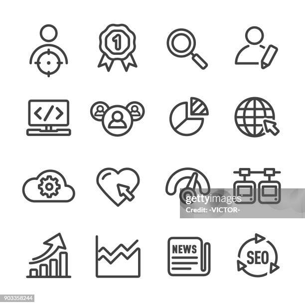 ilustraciones, imágenes clip art, dibujos animados e iconos de stock de icono de internet marketing - línea serie - enlace hipertexto