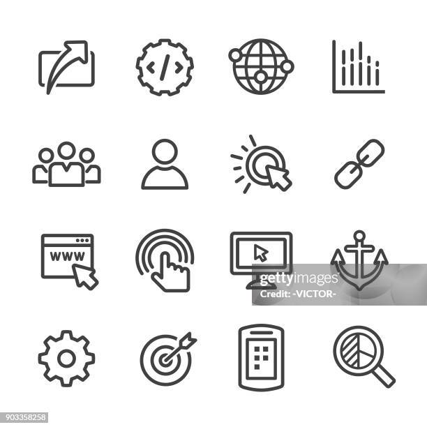 internet-marketing-icons set - line serie - kettenglied stock-grafiken, -clipart, -cartoons und -symbole