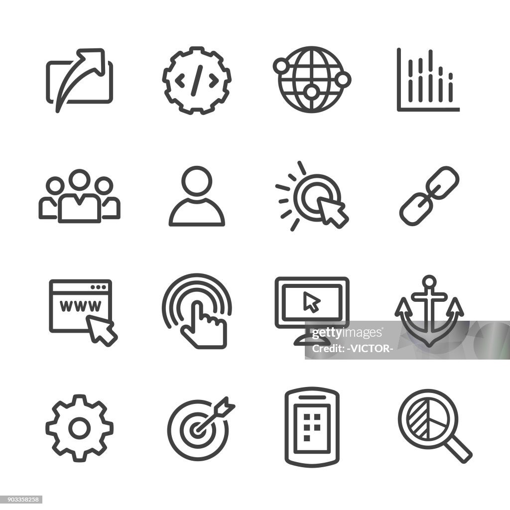 Conjunto de iconos - serie de línea de Marketing en Internet