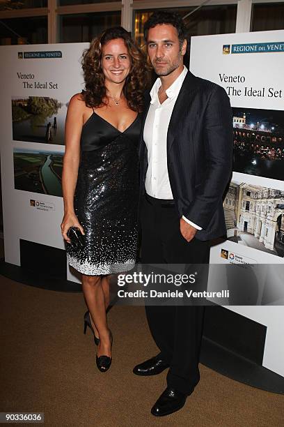 Actor Raul Bova and wife Chiara Giordano attend the "Francesca" Cocktail Party during the 66th Venice International Film Festival on September 3,...
