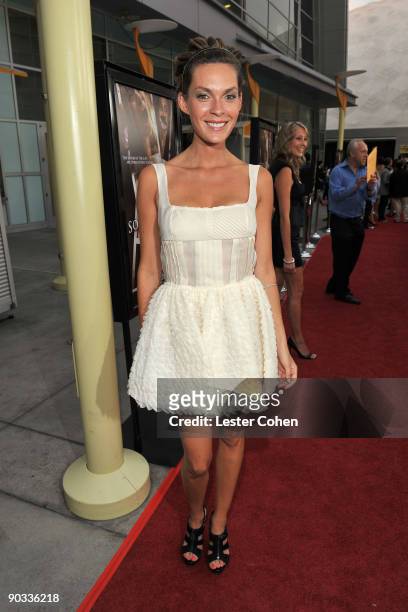 Actress Jasmine Dustin arrives on the red carpet of the Los Angeles premiere of "Sorority Row" at the ArcLight Hollywood on September 3, 2009 in...