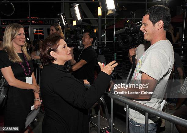 Actress Carrie Fisher arrives on the red carpet of the Los Angeles premiere of "Sorority Row" at the ArcLight Hollywood on September 3, 2009 in...