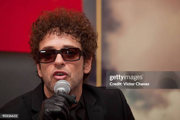 Singer Gustavo Cerati speaks during a press conference for the launch of his new album "Fuerza Natural" at Hotel Presidente Intercontinental on...