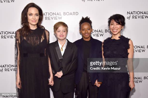 Angelina Jolie, Shiloh Jolie-Pitt, Zahara Jolie-Pitt, and Loung Ungattends The National Board Of Review Annual Awards Gala at Cipriani 42nd Street on...