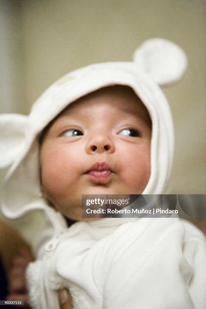 Baby girl in bunny costume