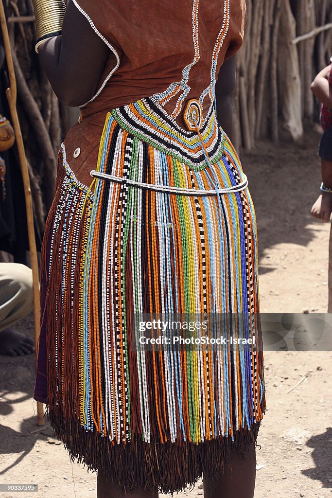 Traditional colorful bead skirt