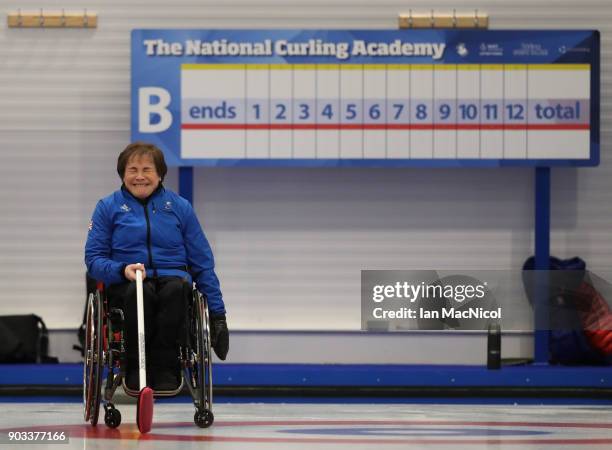 Aileen Nelson is seen at announcement of the ParalympicsGB Wheelchair Curling Team at The National Curling Centre on January 10, 2018 in Stirling,...