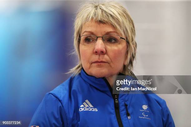 Angie Malone is seen at announcement of the ParalympicsGB Wheelchair Curling Team at The National Curling Centre on January 10, 2018 in Stirling,...
