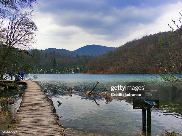 walkways in plitvice lakes, croatia - lakes of killarney stock pictures, royalty-free photos & images