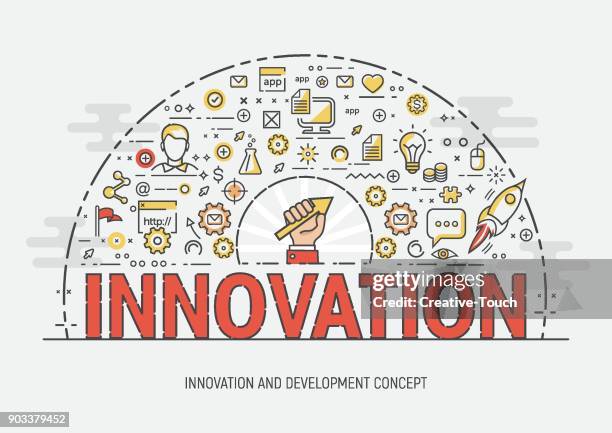 thin concept - innovation - turn up dial stock illustrations