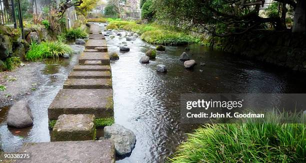 pathway of stones over river - 三島市 ストックフォトと画像