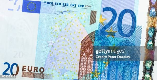 twenty euro note. - twenty euro banknote stock pictures, royalty-free photos & images