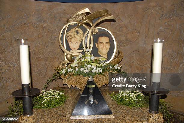 Atmosphere view of Memorial for Princess Diana of Wales and Dodi Al-Fayed at Harrod's taken in London, England on August 4, 2008 in London, England.