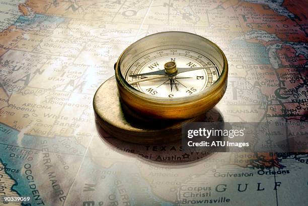 compass glass reflection - compass stock pictures, royalty-free photos & images