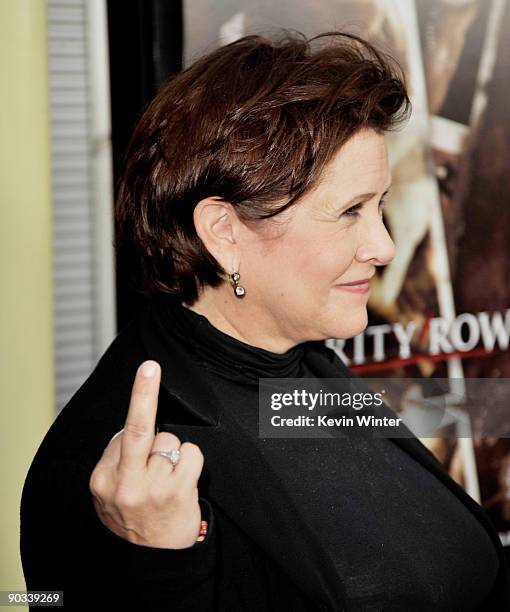 Actress Carrie Fisher arrives at the premiere of Summit Entertainment's "Sorority Row" at the ArcLight Theater on September 3, 3009 in Los Angeles,...