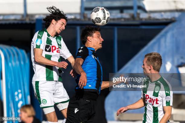 Amir Absalem of FC Groningen, Jelle Vossen of Club Brugge, Gerald Postma of FC Groningen during the friendly match between FC Groningen and Club...