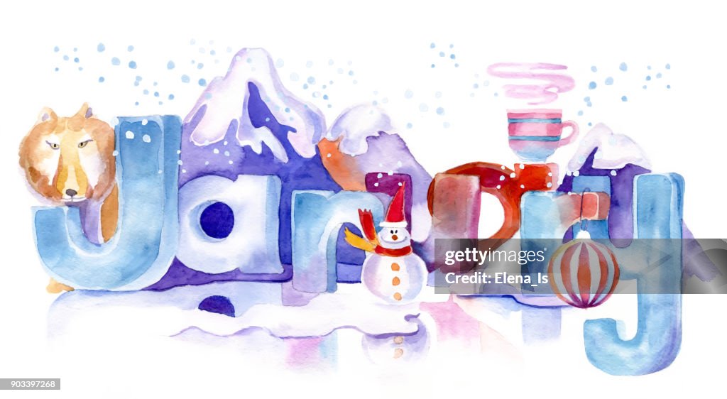January Representation Text Month January In Illustration High-Res Vector Graphic - Getty Images